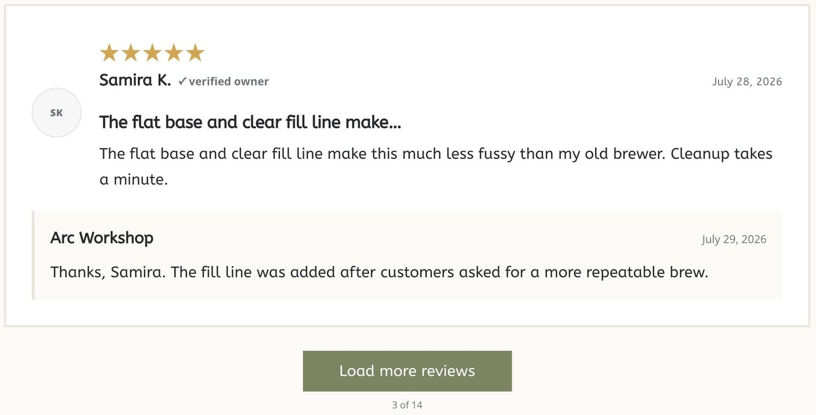 Advanced reviews pagination